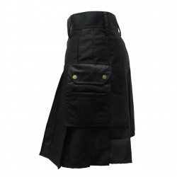 Highland Kilt Men's Traditional Scottish Cotton Kilt Black