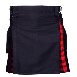 HIGHLAND KILT TRADITIONAL MEN'S SCOTTISH HYBRID KILT BLACK/ MaGregor Rob Roy