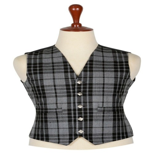 MEN FASHIONS TARTAN WAISTCOAT Grey Wash