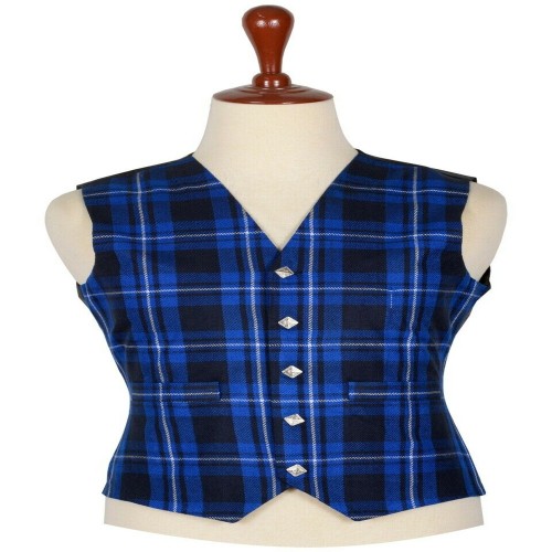 MEN FASHIONS TARTAN WAISTCOAT RAMSEY BLUE