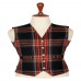 Men Fashions Black Stewart Tartan Waistcoat Vest V Neck Plaid Pattern Slim Fit Thistle Buttons 