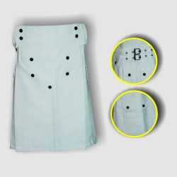 HIGHLAND KILT MEN'S TRADITIONAL SCOTTISH White Cotton Kilt 