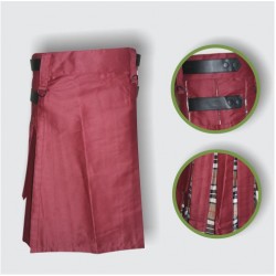 HIGHLAND KILT TRADITIONAL MEN'S SCOTTISH HYBRID KILT Wine / Camel Thompson