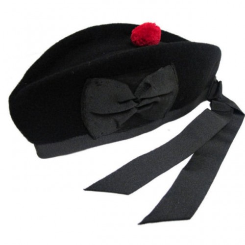 Glengarry Cap Black with red Pom