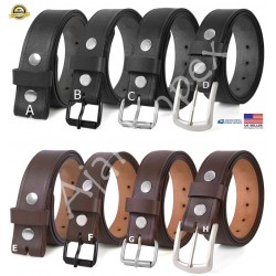 Snap on Genuine one Piece Leather Belt Strap